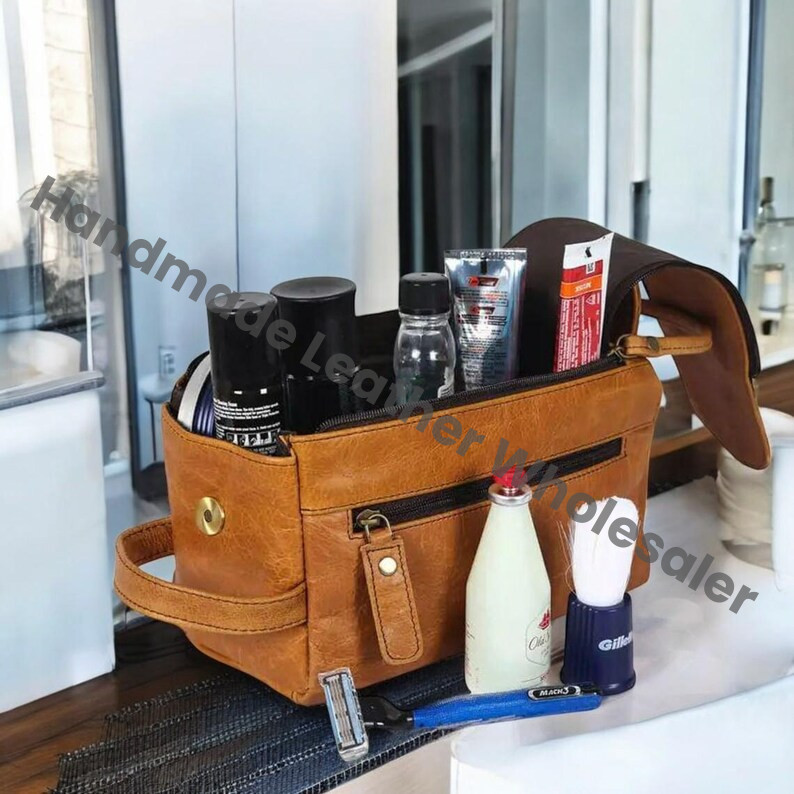 Personalized Leather Toiletry Bag: Engraved Dopp Kit, Groomsmen Gift