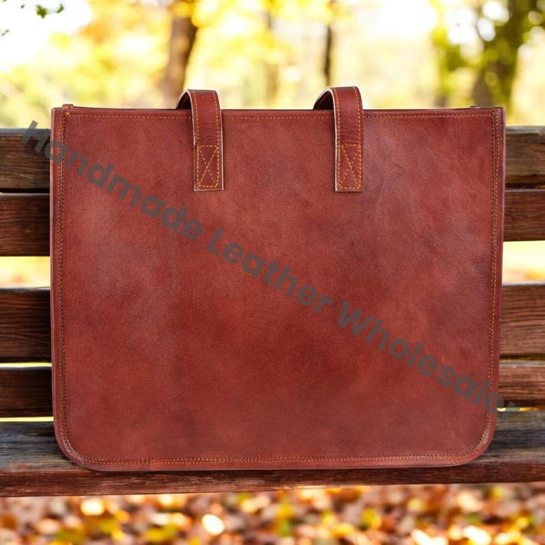 Personalized Leather Tote Bag: Monogram Travel Purse, Gifts for Women