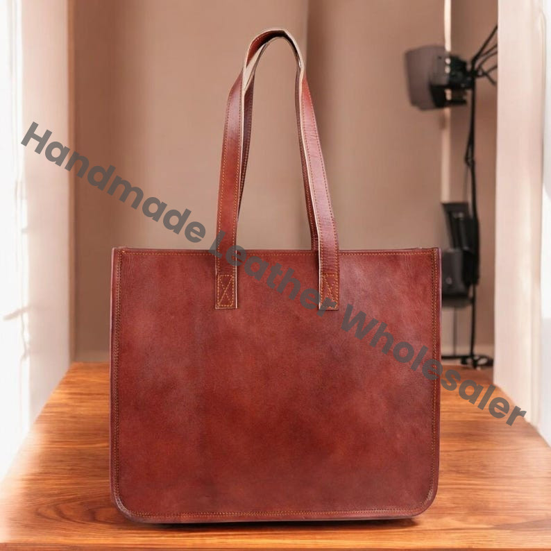 Personalized Leather Tote Bag: Monogram Travel Purse, Gifts for Women
