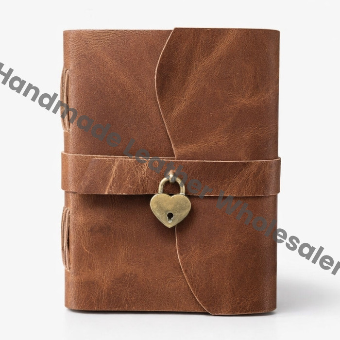 Premium Handmade Leather Journal Diary – Vintage Lock & Key Notebook with Handmade Pages