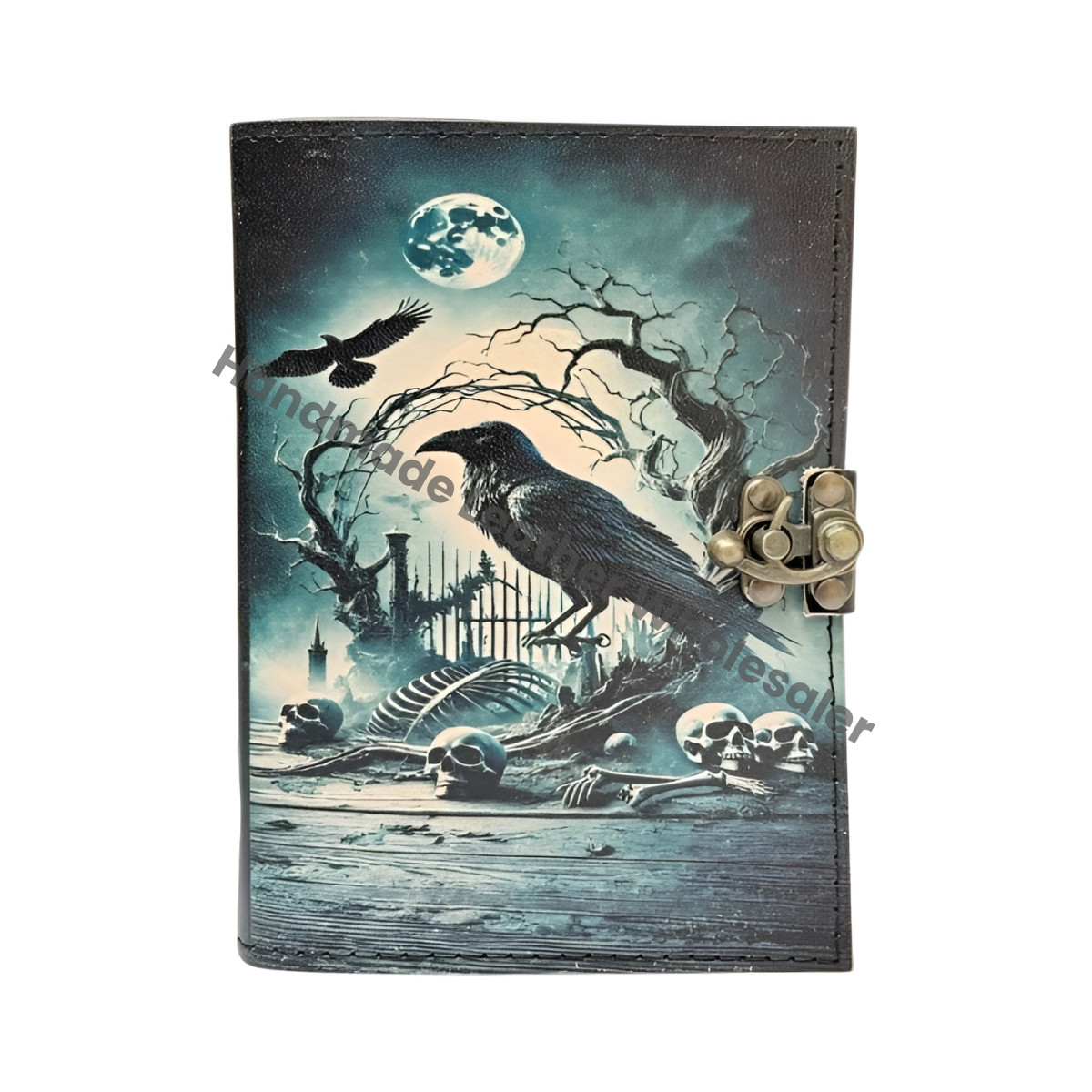 Raven Leather Grimoire - Gothic Book of Shadows, Witchcraft Journal
