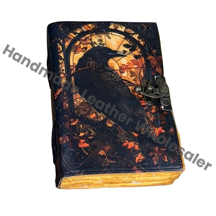 Raven Leather Grimoire: Gothic Book of Shadows - Witchcraft Spellbook