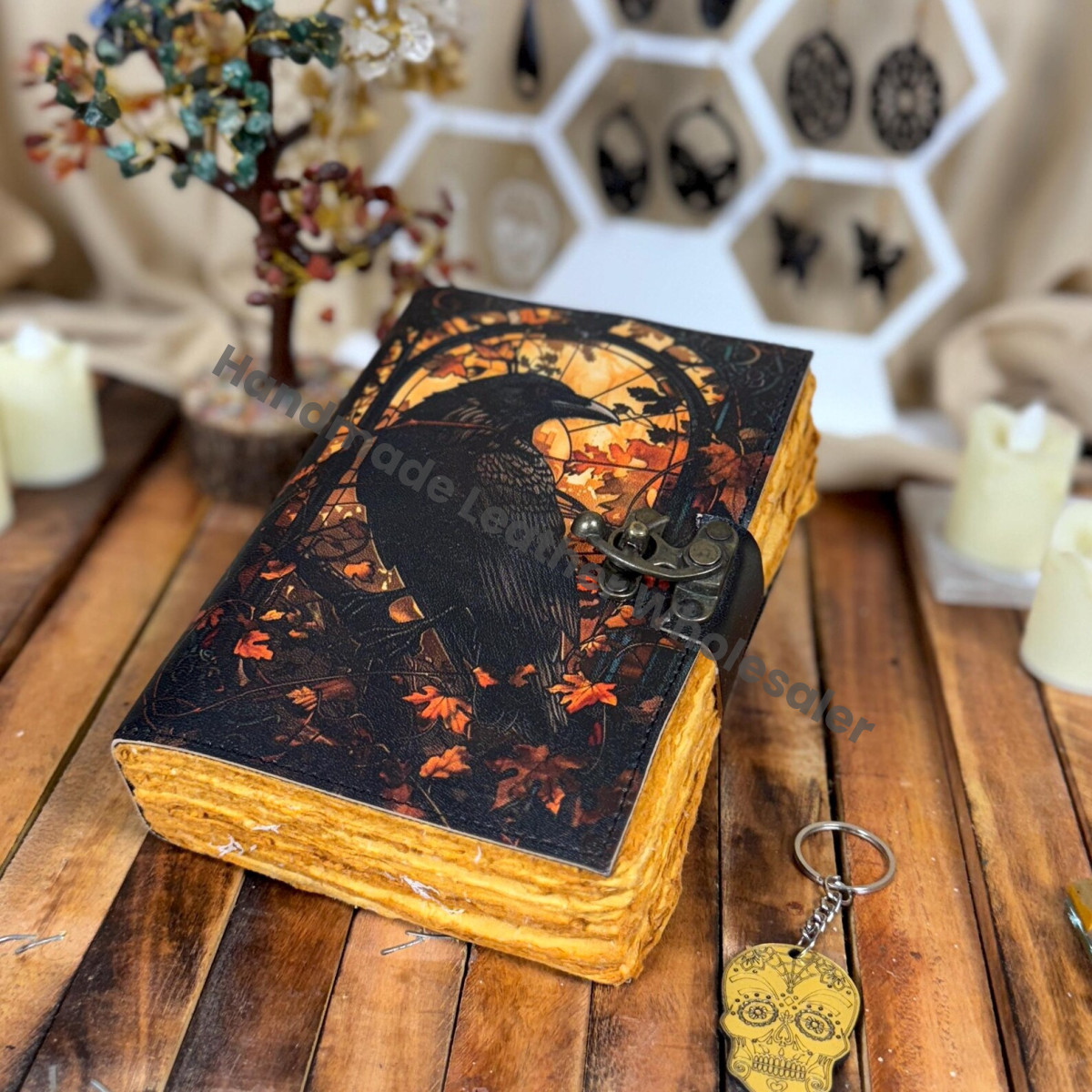 Raven Leather Grimoire: Gothic Book of Shadows - Witchcraft Spellbook