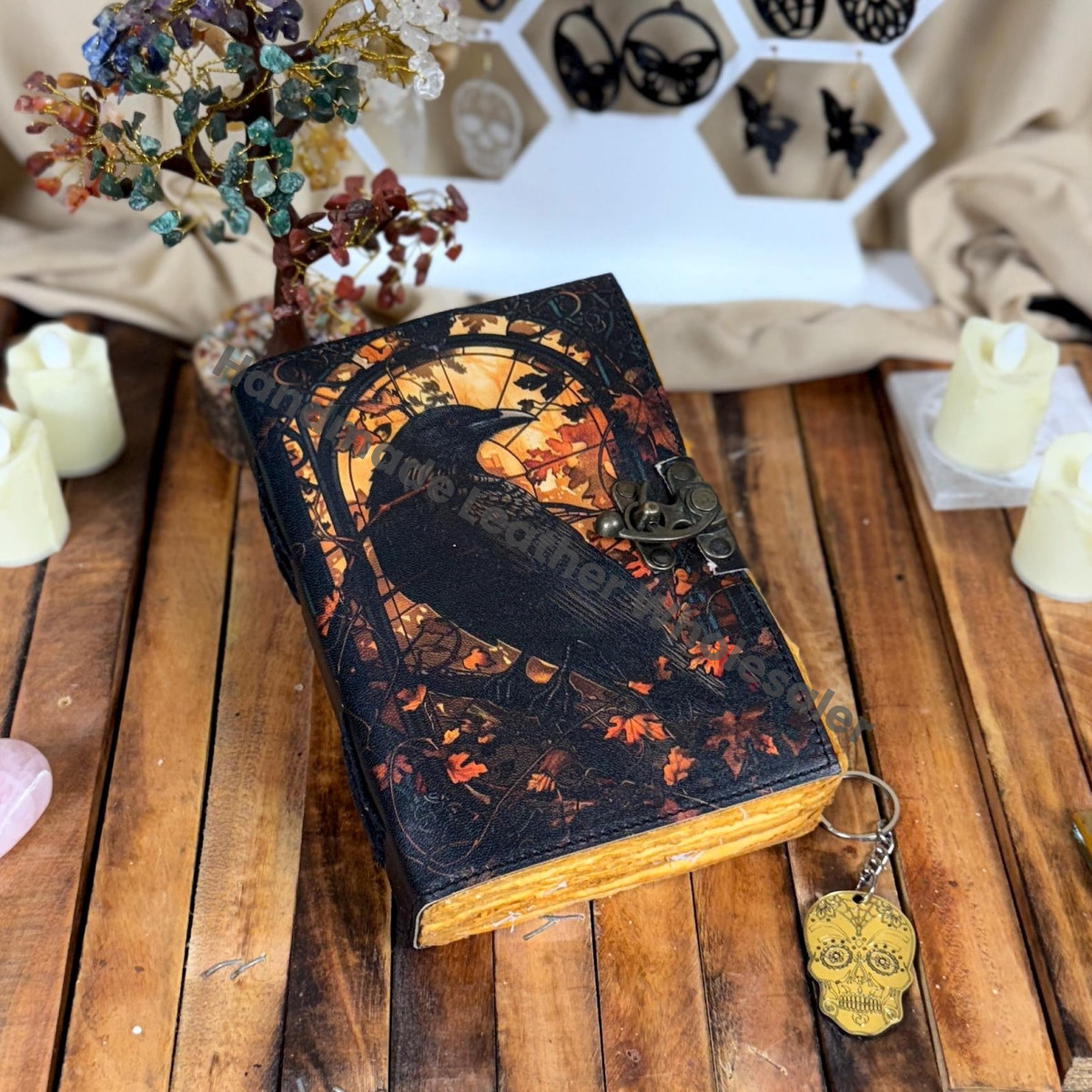Raven Leather Grimoire: Gothic Book of Shadows - Witchcraft Spellbook