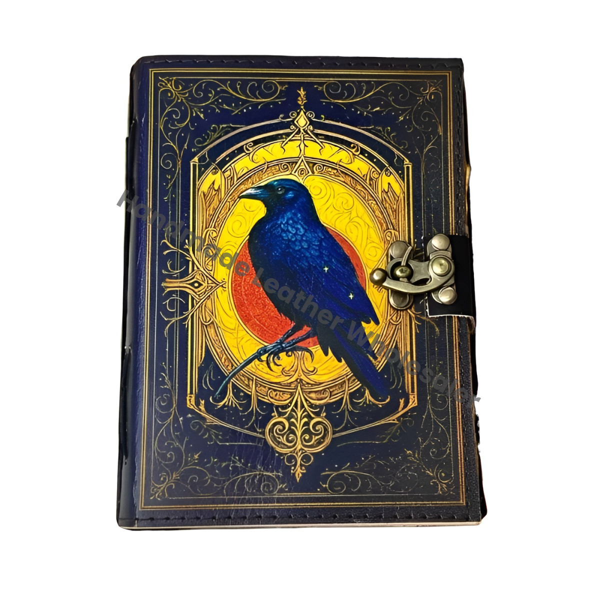 Raven Leather Grimoire – Handmade Gothic Spell Journal, Wiccan Book of Shadows, Occult Dark Academia Diary, Witchcraft Magic Gift, Witchy