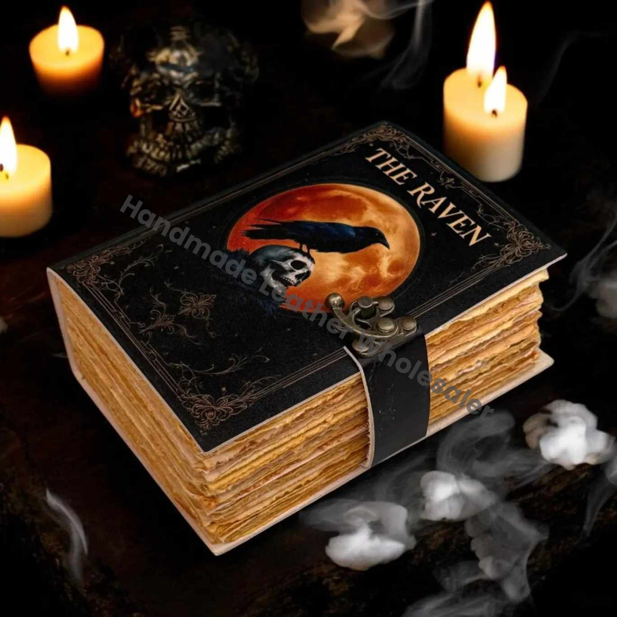 Raven Leather Grimoire: Vintage Spell Book of Shadows, Celestial Journal
