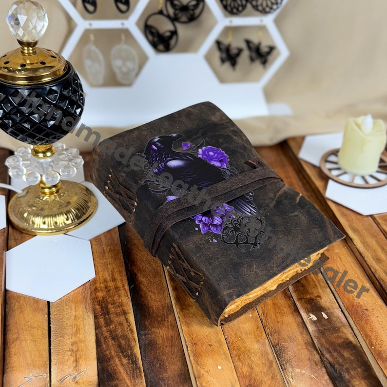 Raven Leather Journal: Antique Deckle Edge Paper Grimoire - Book of Shadows