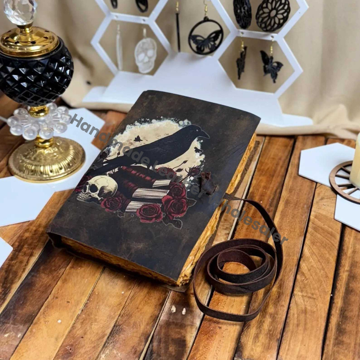 Raven Leather Journal: Vintage Grimoire Book of Shadows - Celestial Gifts