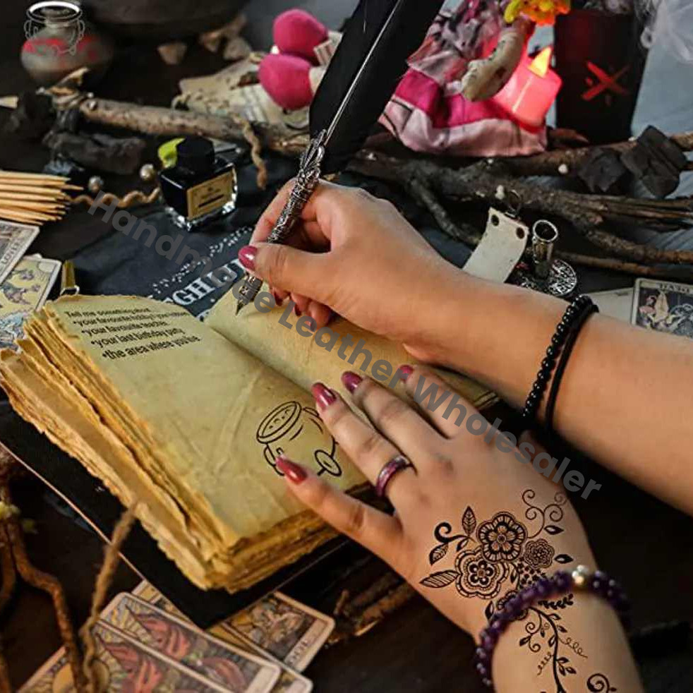 Raven Leather Journal: Vintage Grimoire Book of Shadows - Celestial Gifts