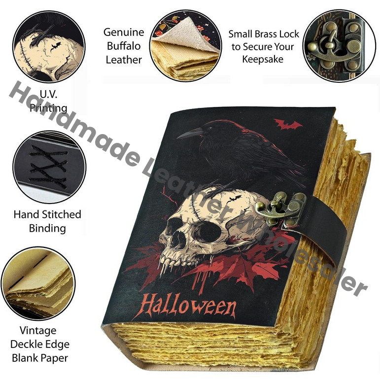 Raven Leather Journal: Vintage Grimoire Book of Shadows