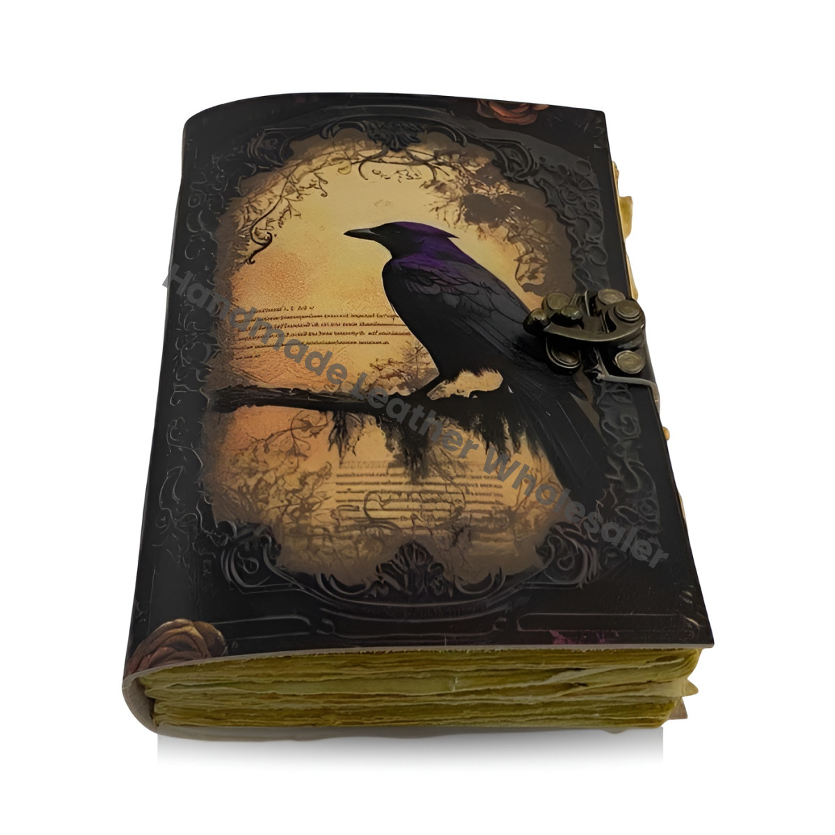 Raven Leather Witchy Journal Gifts | Gothic Grimoire Notebook | Handmade Book of Shadows | Vintage Leather Journal