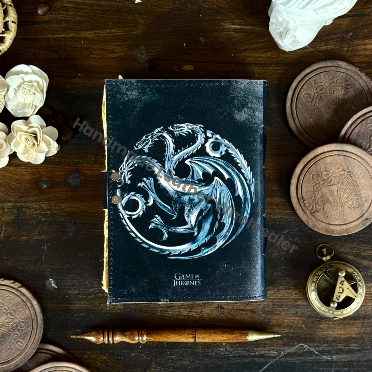 Rhaenys Targaryen Dragon Leather Journal - Game of Thrones Grimoire Spell Book