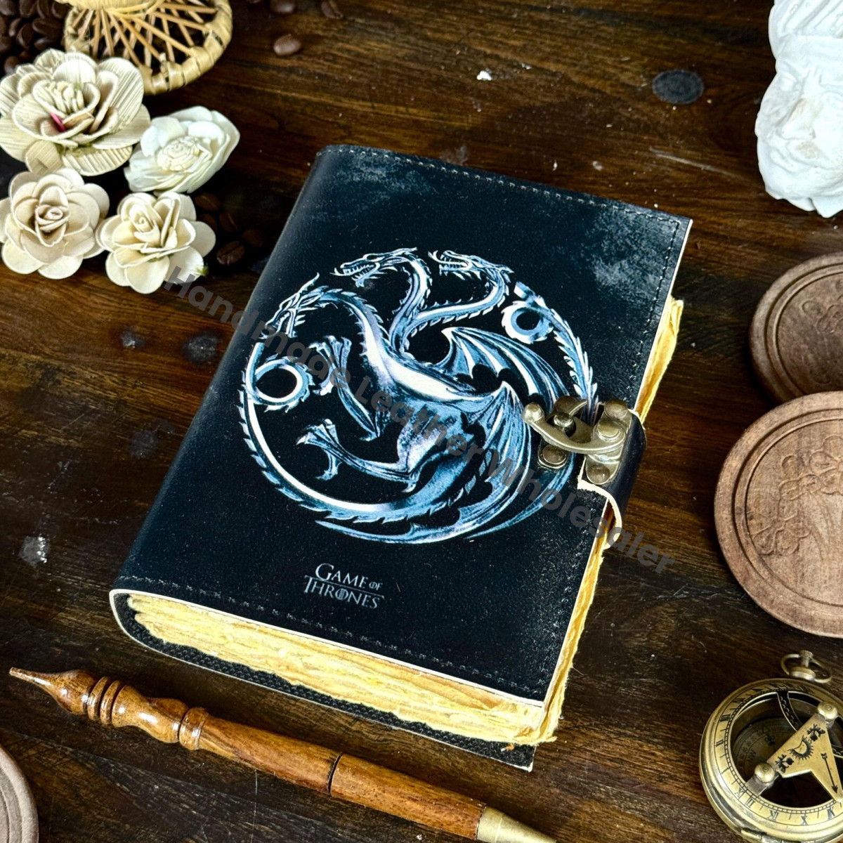 Rhaenys Targaryen Dragon Leather Journal - Game of Thrones Grimoire Spell Book