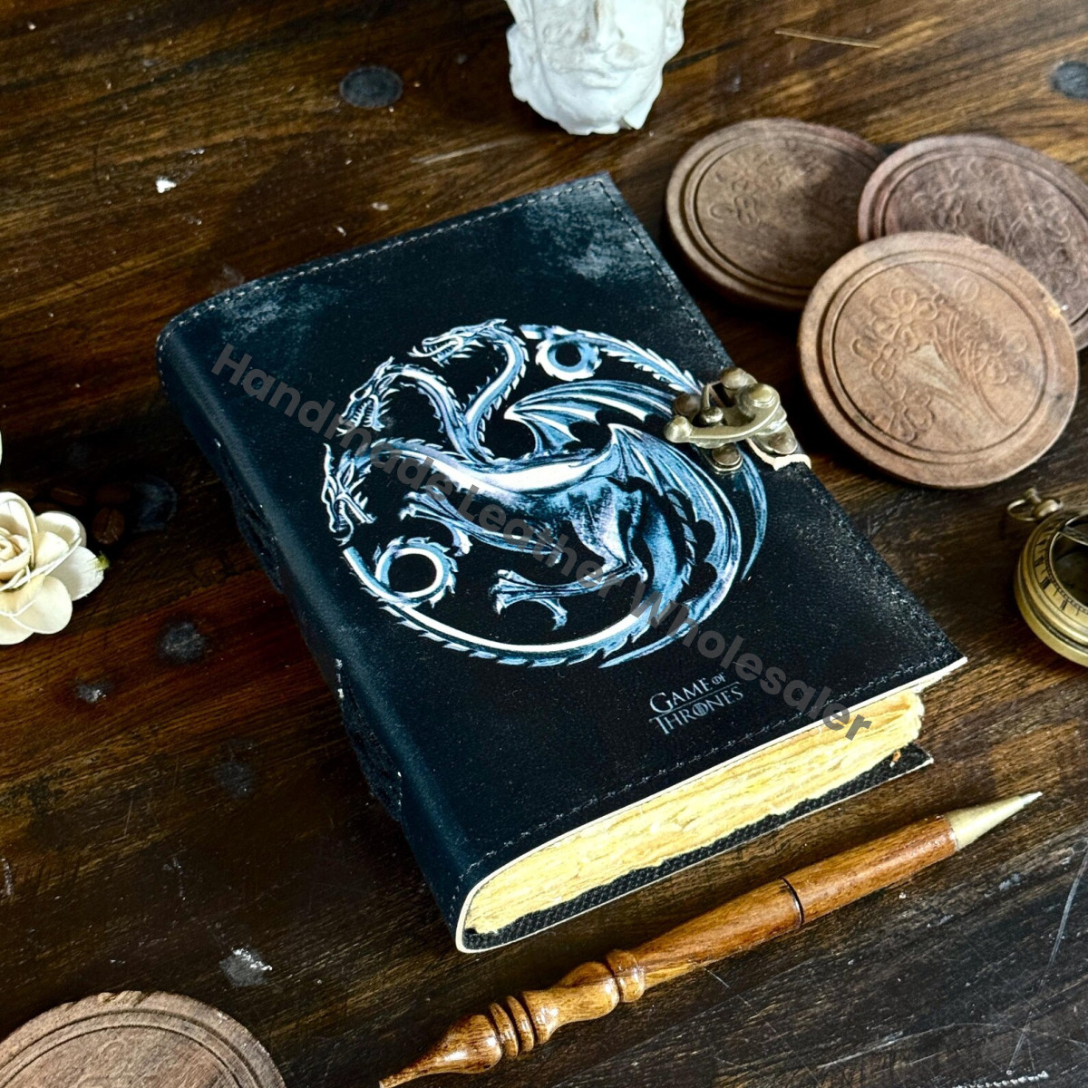 Rhaenys Targaryen Dragon Leather Journal - Game of Thrones Grimoire Spell Book