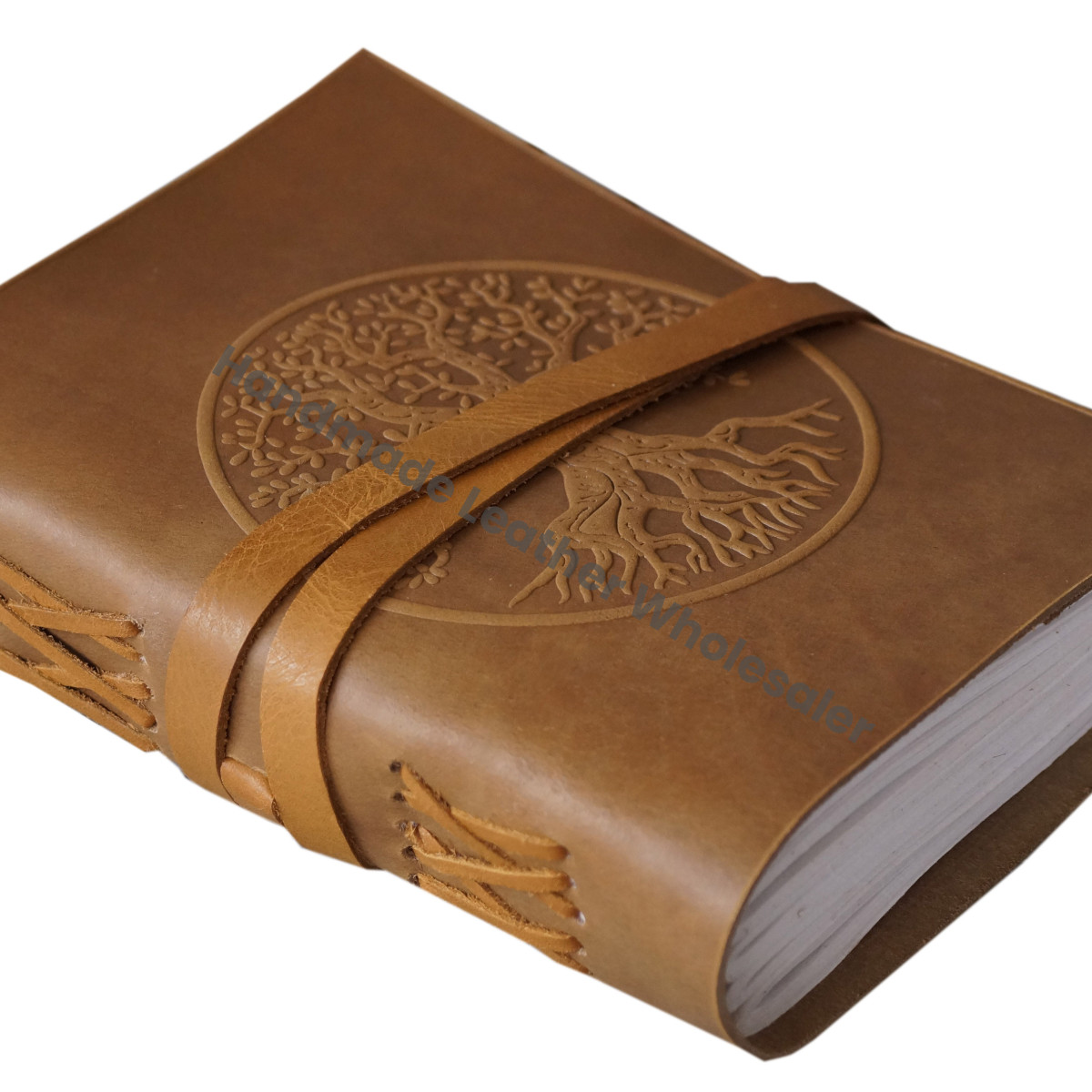 Round Tree of Life Soft Leather Hardcover Journal Handmade Spiral Binding Embossed Antique Design Notebook & Sketchbook Gift