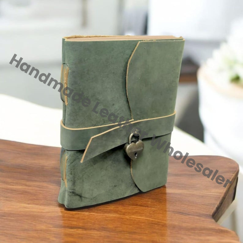 Rustic Handmade Leather Sketchbook & Journal – Antique Lock Notebook with Vintage Paper | Lined or Unlined