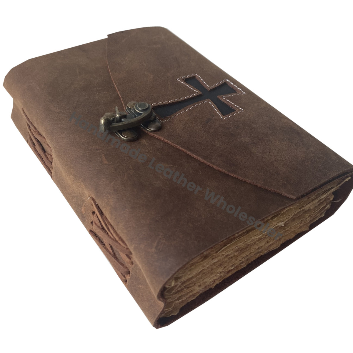 Rustic Leather Journal Jesus Christian Cross Handmade Ecofriendly Paper Religious Christening Gift Mens Travel Gratitude Journal