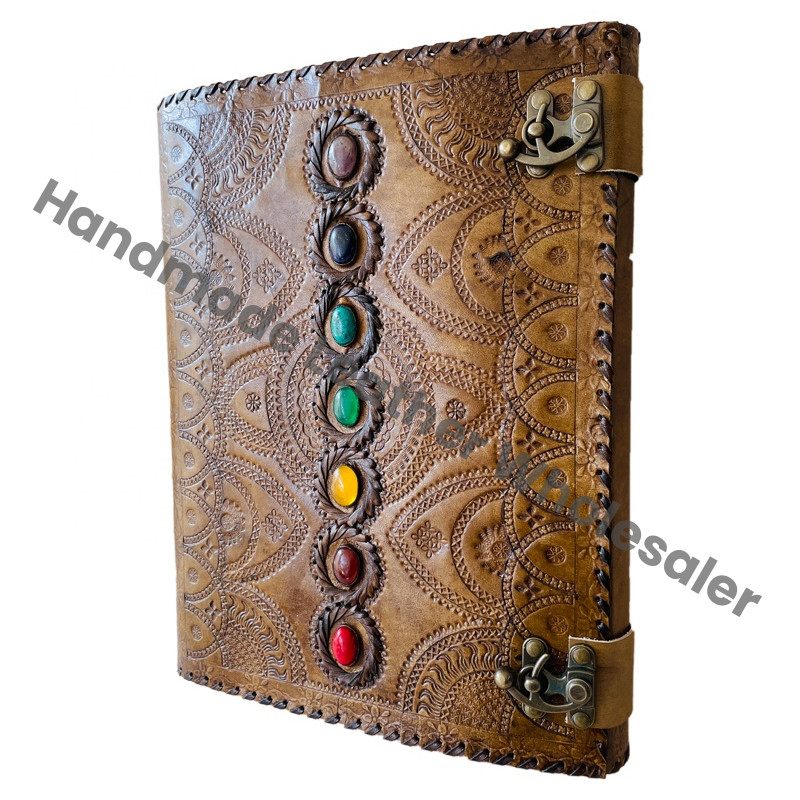 Seven Stone Leather Journal Charcoal Embossed Handmade Book of Shadows Notebook Poetry Sketch Book Drawing Journals For writing