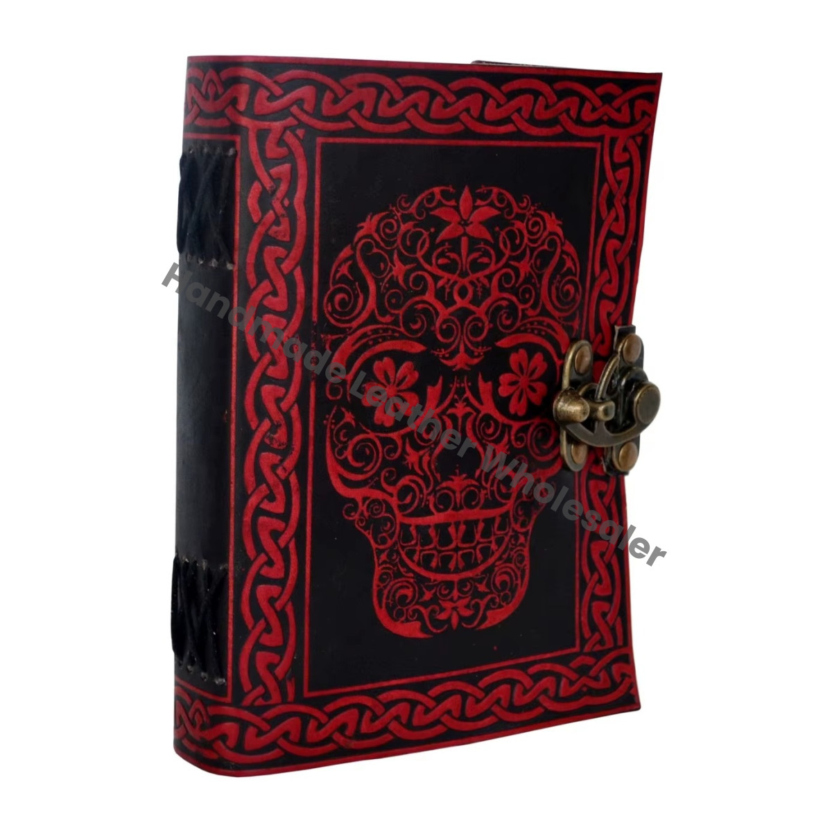 Skull Leather Journal Large Book of Spell Vintage Handmade RED Notebooks Woman Sketchbook Drawing Planner Supplies Diary