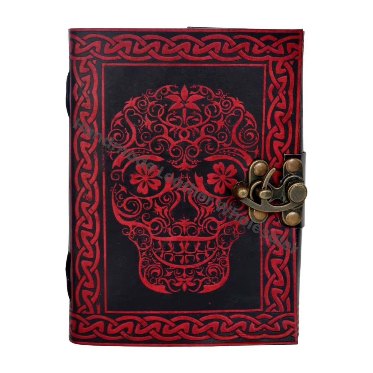 Skull Leather Journal Large Book of Spell Vintage Handmade RED Notebooks Woman Sketchbook Drawing Planner Supplies Diary