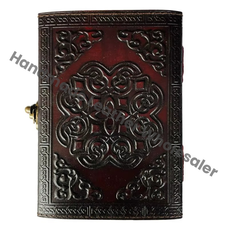 Skull Notebook Recycled Genuine Day of Dead Leather Spiral Binding Journals Vintage Decor Yellow Brown Deckle Pages Gift Planner
