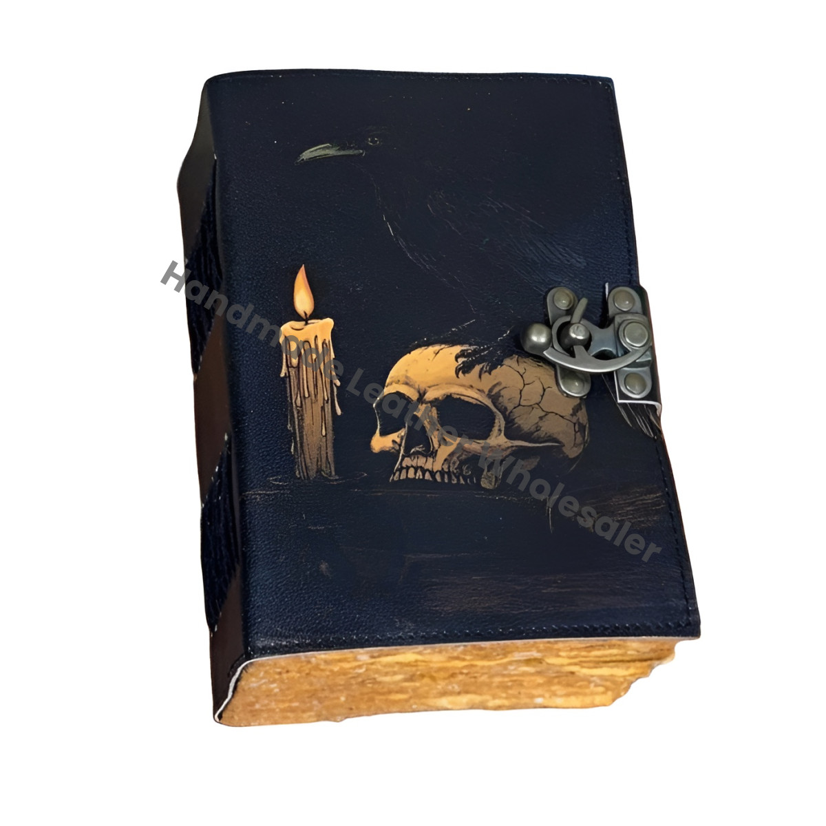 Skull & Raven Journal | Witchcraft Grimoire | Gothic Spell Book | Deckle Edge Notebook