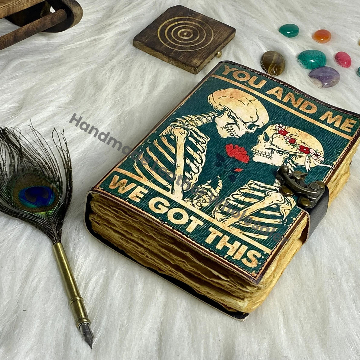 Skull Tarot Journal: Gothic Grimoire Book of Spells, Antique Leather Notebook