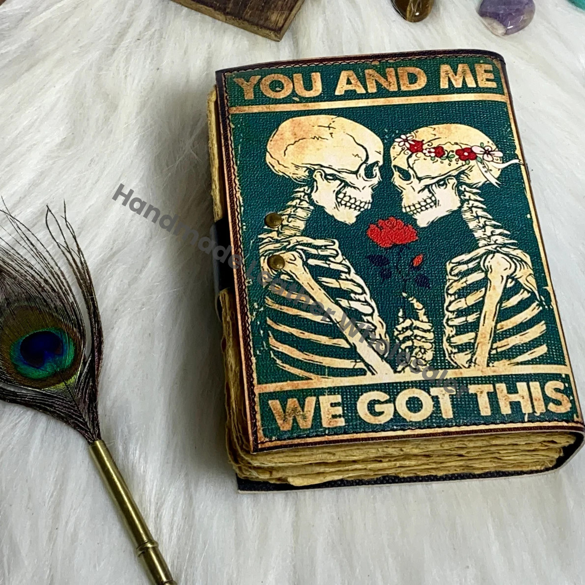 Skull Tarot Journal: Gothic Grimoire Book of Spells, Antique Leather Notebook