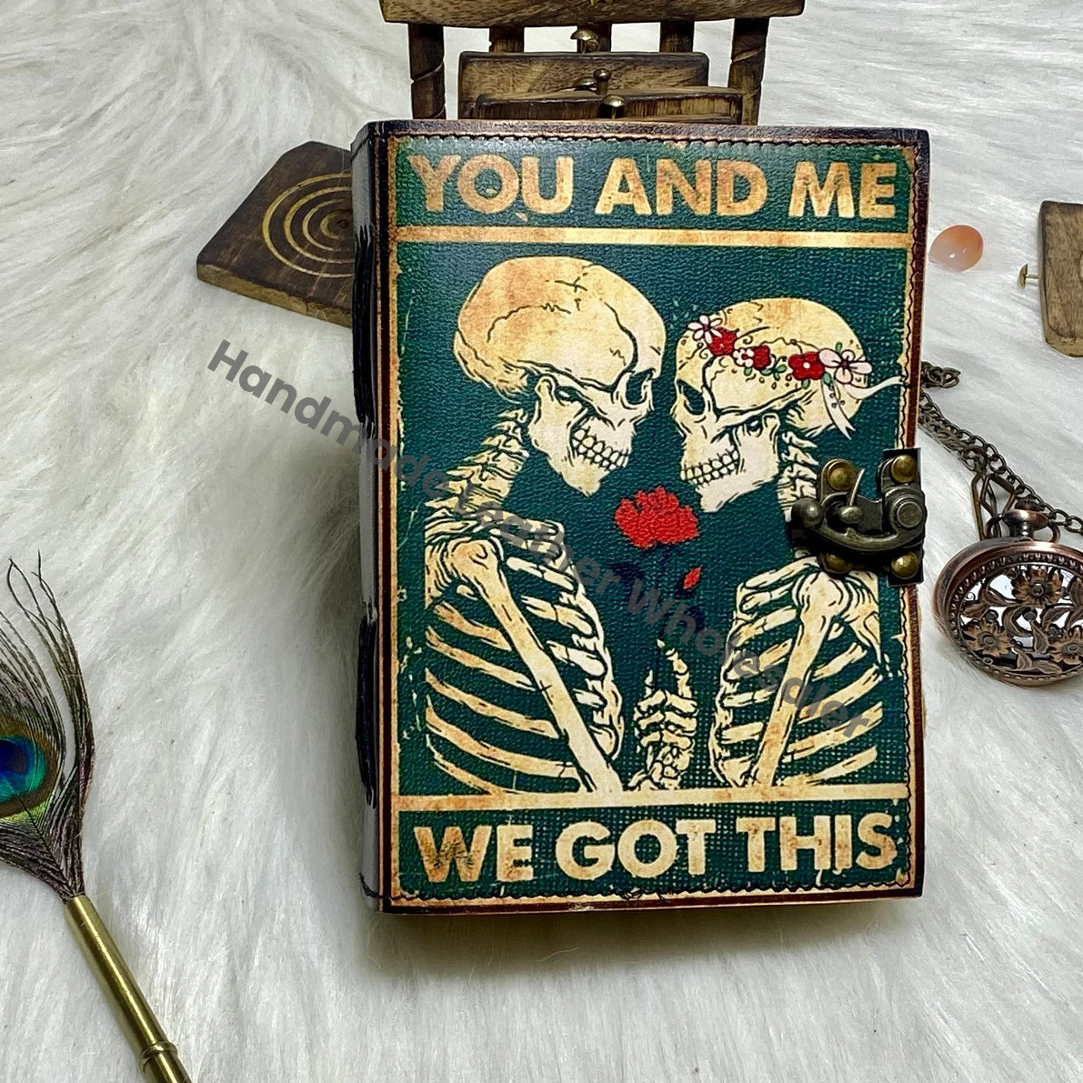 Skull Tarot Journal: Gothic Grimoire Book of Spells, Antique Leather Notebook