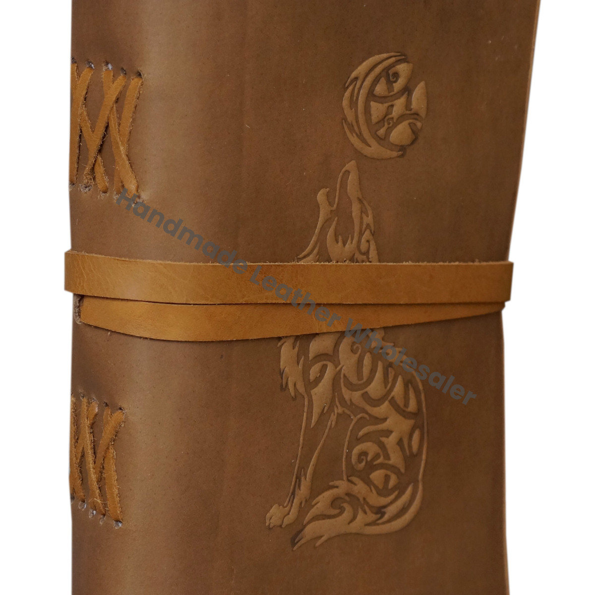 Soft Leather Journal Howling Wolf Antique Design Address Book with Water Color Paper Handmade Gift