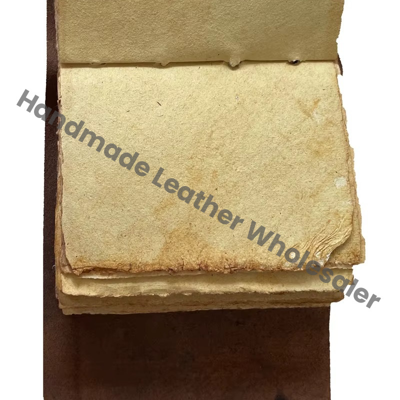 Soft Pentagram Embossed Brown Leather Address Book Bound Wrap Silver Pentacle Antique Handmade Eco-friendly Paper Gift