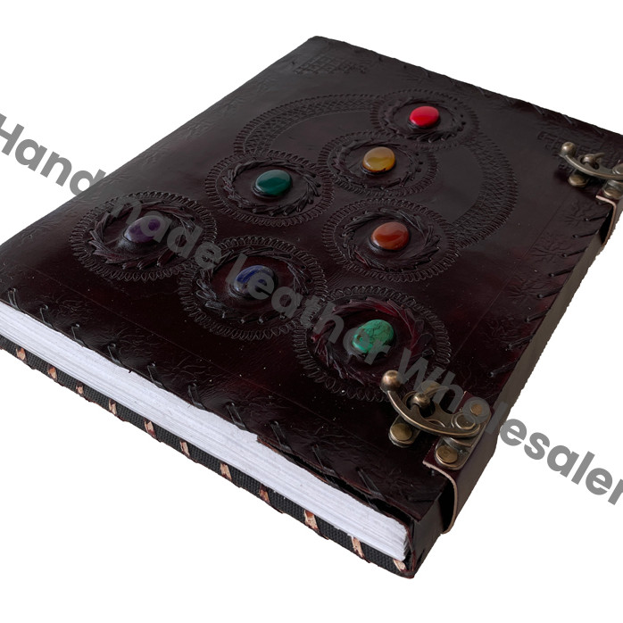 Spiral Binding Bound Custom Classmate Seven Stone Leather Organizer/Planner Journal Recyclable Handmade Cotton Paper Notebook