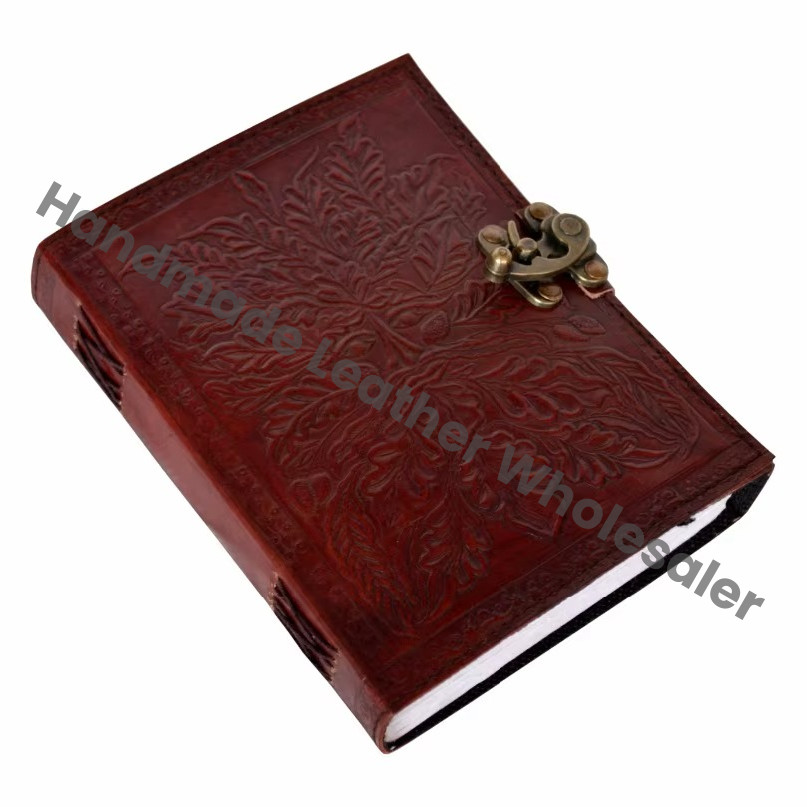 Spiral Binding Custom Classmate Tree Man Craft Real Leather Hardcover A4 Notebook Brown Gift Cover Grimoire Spells Designs