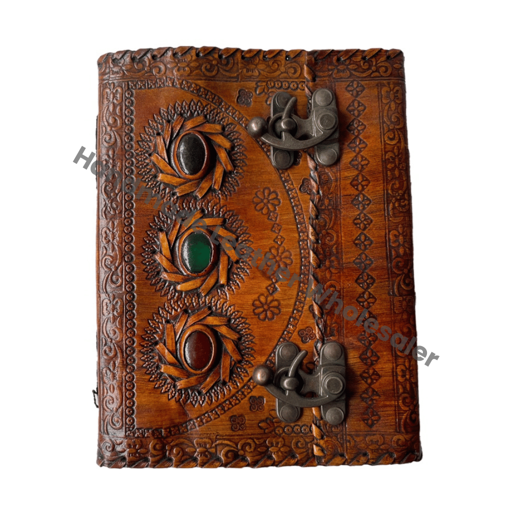 Stone Leather Charcoal Hardcover Journal Vintage Writing Notebook Spell Wiccan Book Shadows Grimoire Personalized Planner Bound
