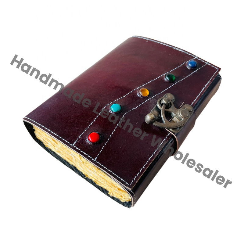 Stone Leather Hardcover Journal Notebook for Men Women Gift Custom Logo Unlined Pages Recyclable Handmade Cotton Paper