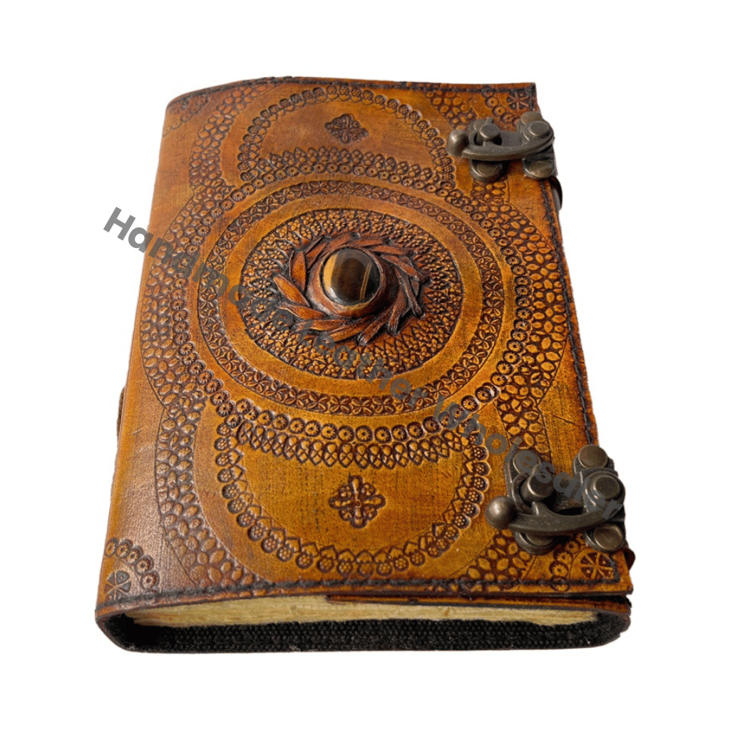 Stone Leather Journal Deckle Art Paper Embossed Leather Bound Writing Notebook Diary Best Gift for Men & Women Scrapbook Diary