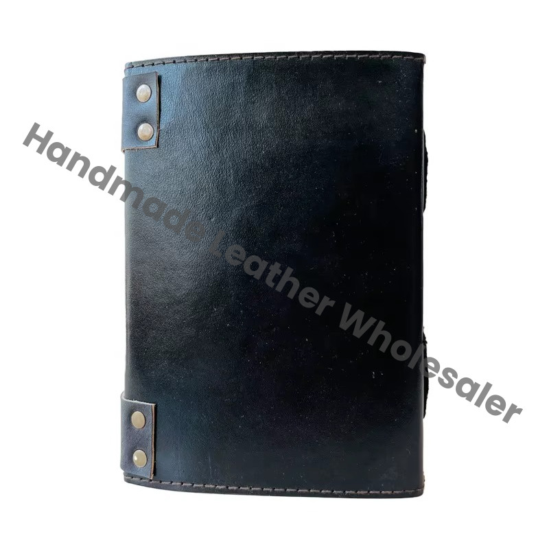 Stone Leather Journal Embossed Black Handmade Book of Shadows Prop Paper Personal Organizer Gift for her Planner Travel Diary