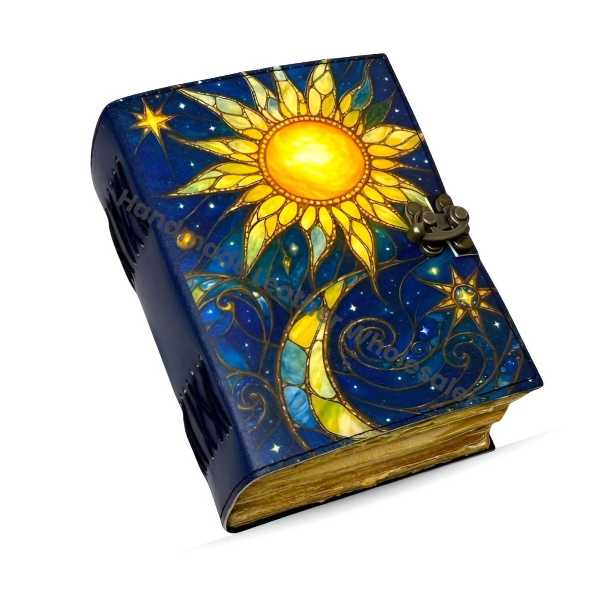 Sun & Moon Leather Grimoire – Book of Shadows | Vintage Witchcraft Spellbook | Wiccan Pagan Gothic Diary | Occult Magic