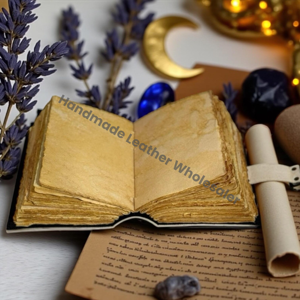 Sun & Moon Leather Grimoire – Book of Shadows | Vintage Witchcraft Spellbook | Wiccan Pagan Gothic Diary | Occult Magic