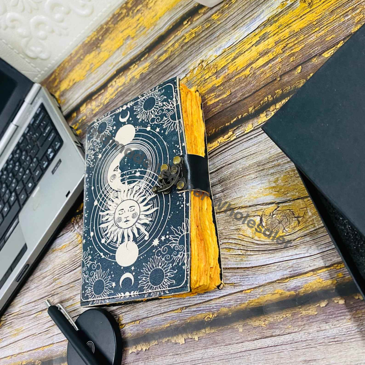 Sun & Moon Leather Journal: Handmade Grimoire Book of Shadows