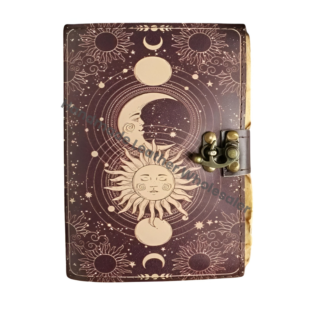 Sun & Moon Leather Journal • Vintage Deckle Edge Book of Shadows