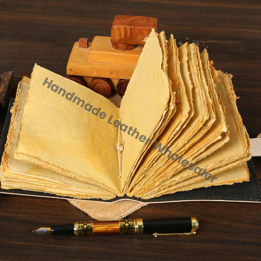 Sun & Moon Leather Journal • Vintage Deckle Edge Paper Grimoire