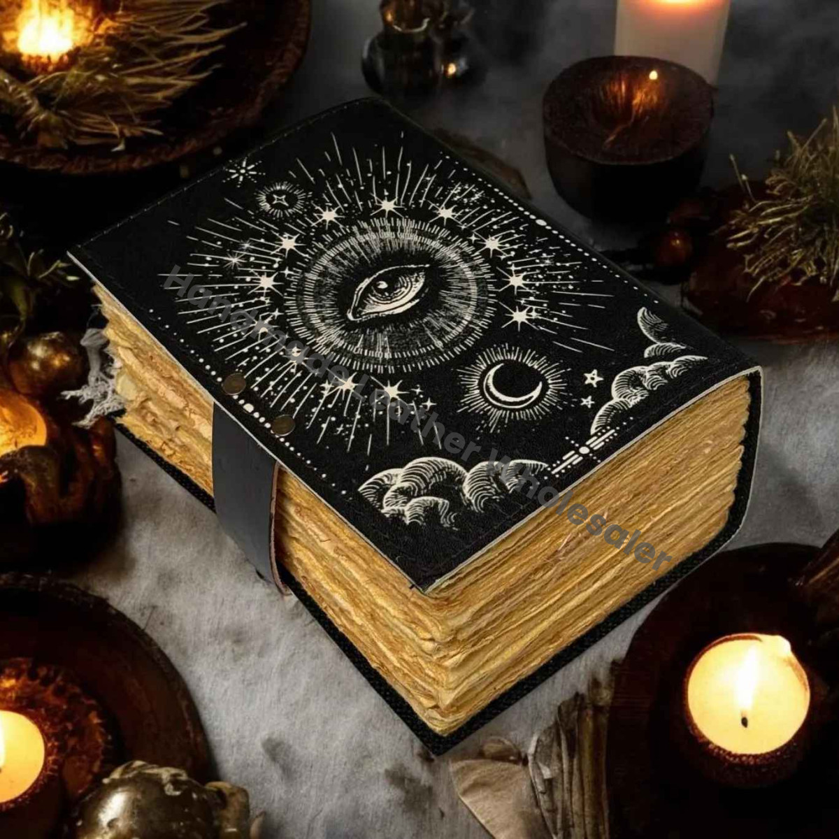 Tha Evil Eyes Leather Grimoire Journal: Wiccan Book of Shadows Witchcraft Spell book & Wiccan Pagan Gothic Journal