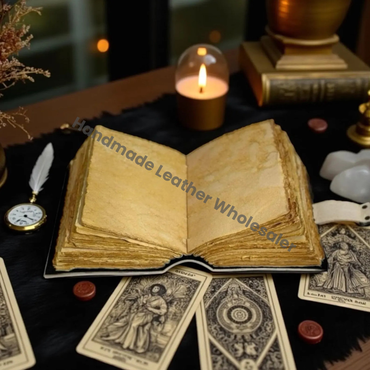 The Empress Grimoire Leather Journal – Book of Shadows, Handmade Vintage Witchcraft Spellbook, Wiccan Pagan Gothic Gift