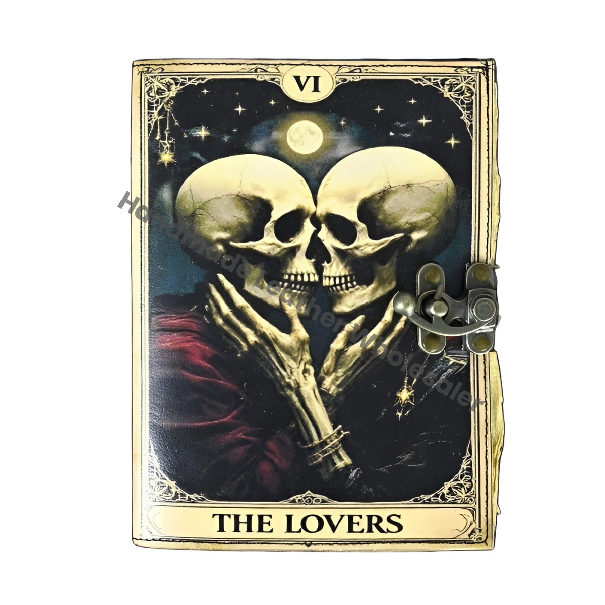 The Lover Leather Grimoire: Celestial Book of Shadows - Vintage Lock