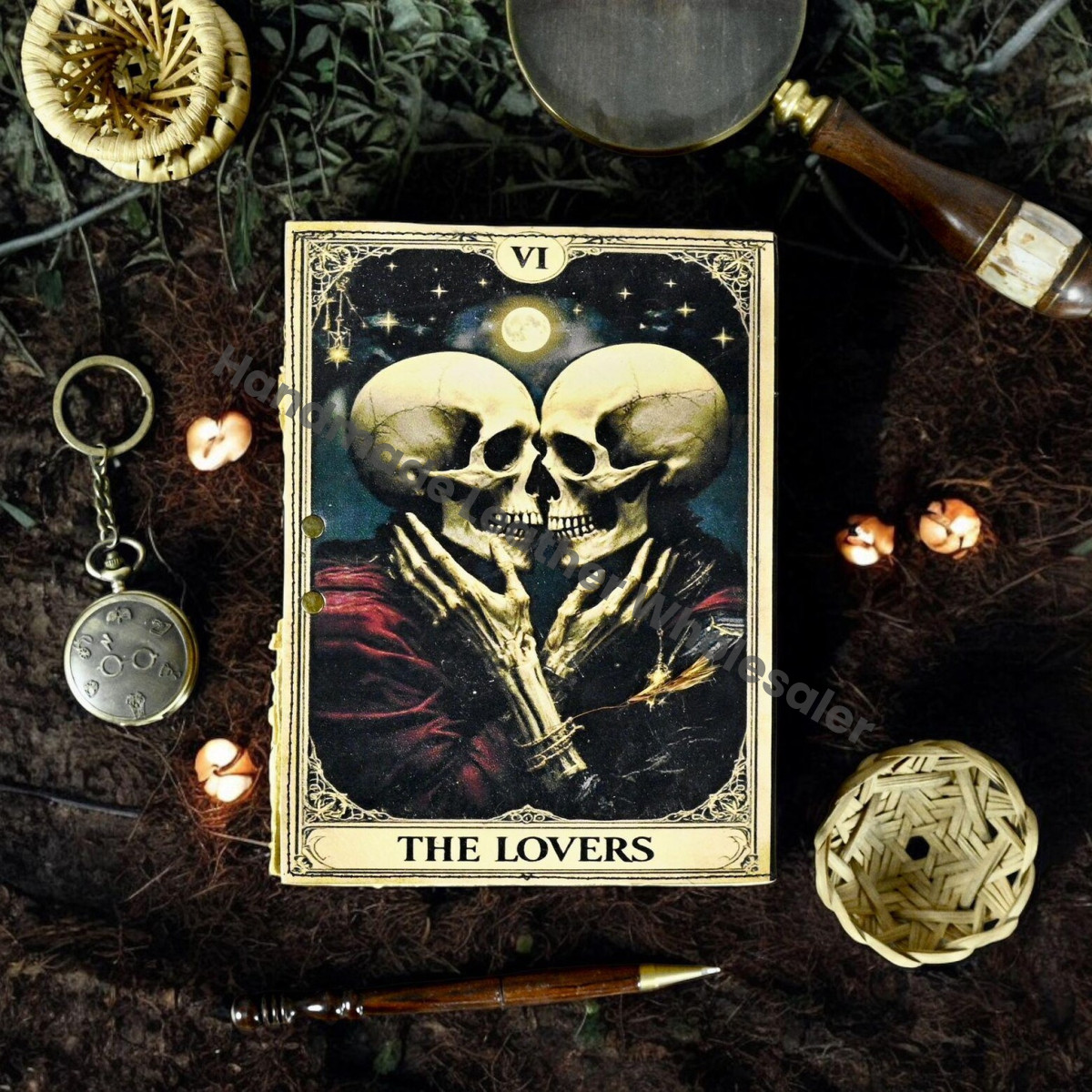 The Lover Leather Grimoire: Celestial Book of Shadows - Vintage Lock