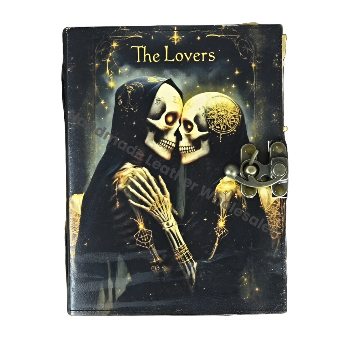 The Lover Leather Grimoire: Celestial Book of Shadows - Vintage Lock