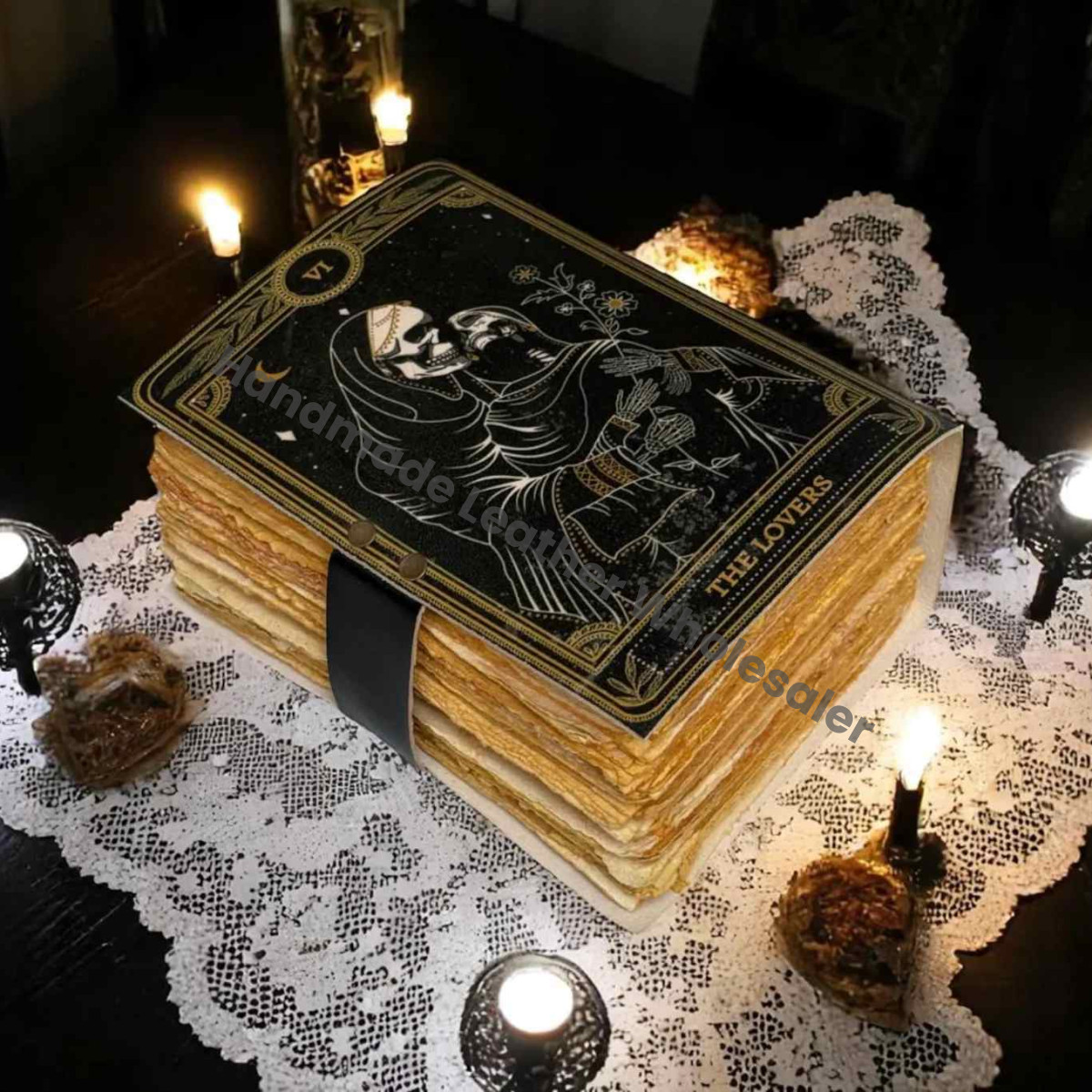 The Lovers Leather Grimoire Journal: Celestial Spell Book of Shadows