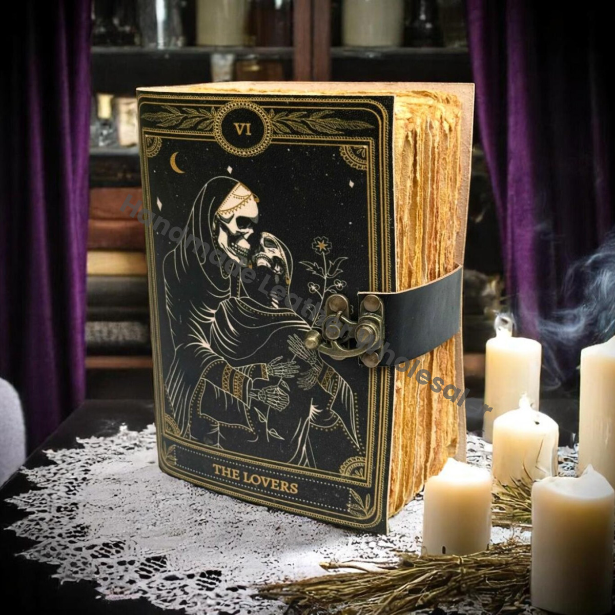 The Lovers Leather Grimoire Journal: Celestial Spell Book of Shadows