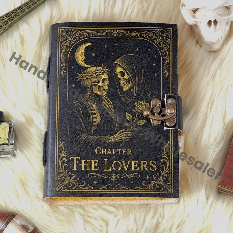 The Lovers Leather Journal: Gothic Grimoire, Handmade Book of Shadows